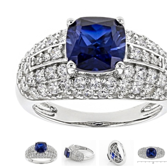 JTV Jewelry - Blue and white ring in rhodium over Sterling Silver SZ 11